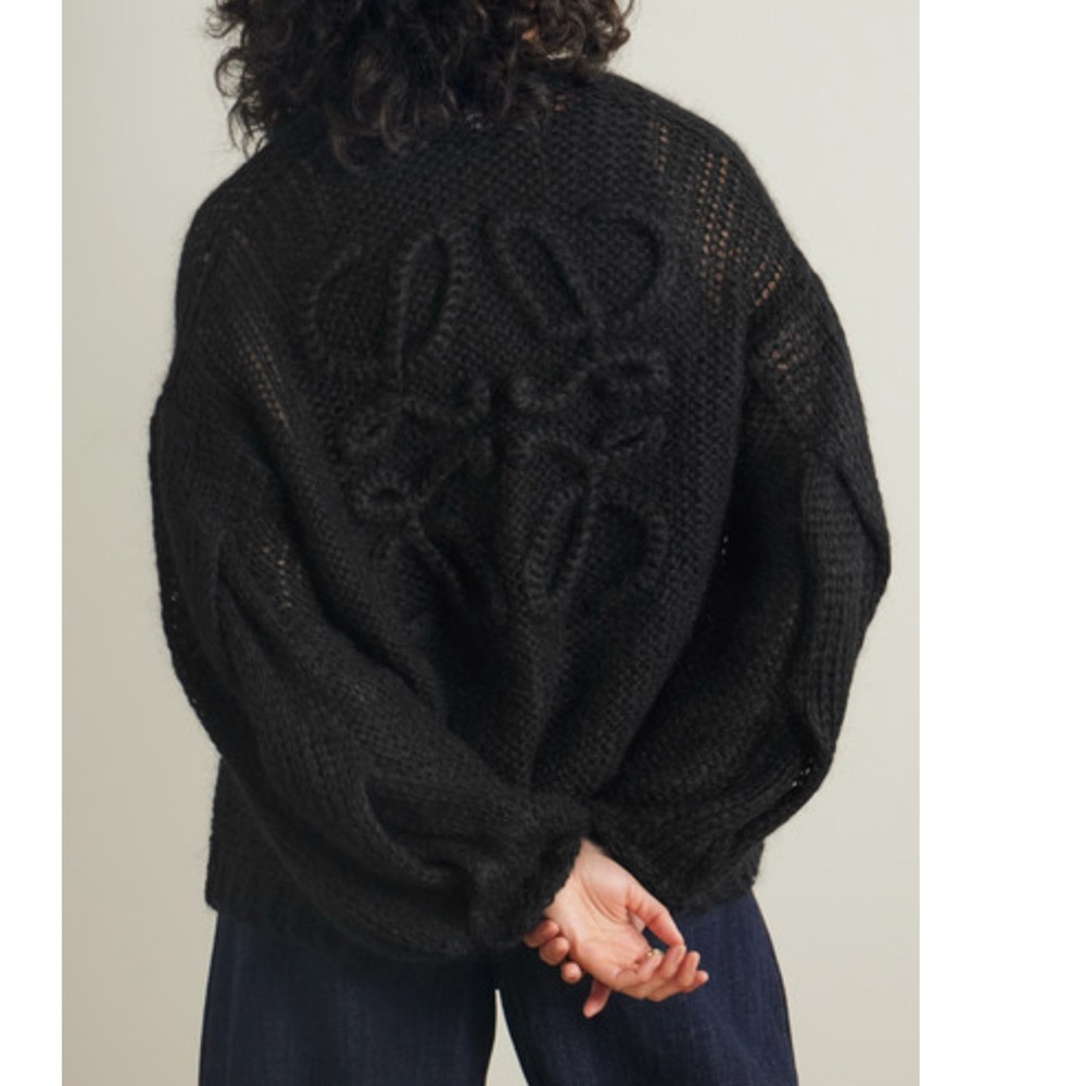 LOEWE Anagram logo open-knit sweater cardigan - Picture 2 of 4